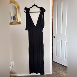 Nasty Gal - formal wedding guest dress - long black dress with adjustable straps
